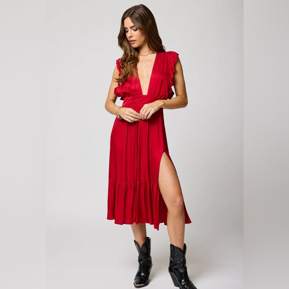 Plunging midi dress